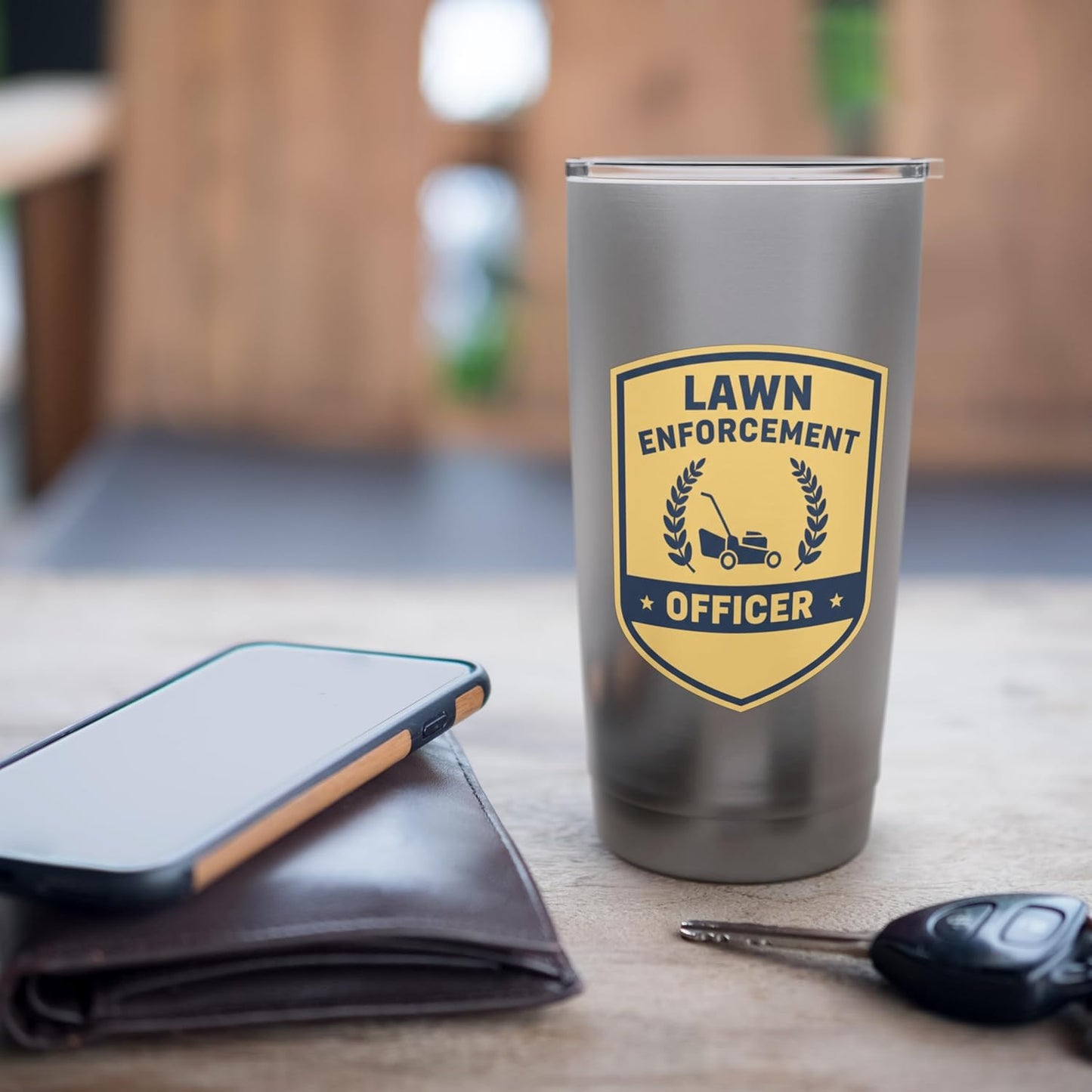 Lawn Enforcement Officer Funny Gardening Badge Lawn Care Mow Stainless Steel Insulated Tumbler