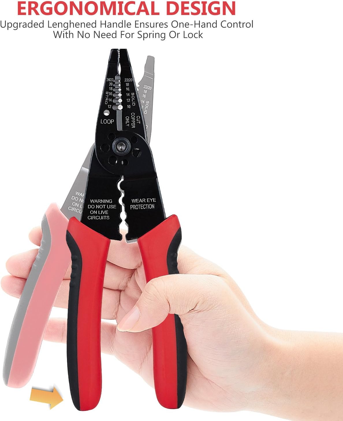 WGGE WG-015 Professional 8-inch Wire Stripper/Crimping Tool, Cable Cut
