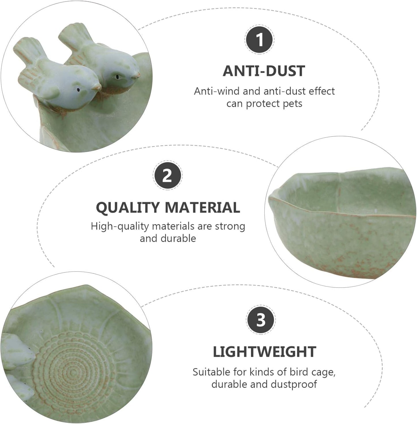 DOITOOL Ceramic Bird Feeder, Bird Bath Bowl, Bird Food Holder for Gard