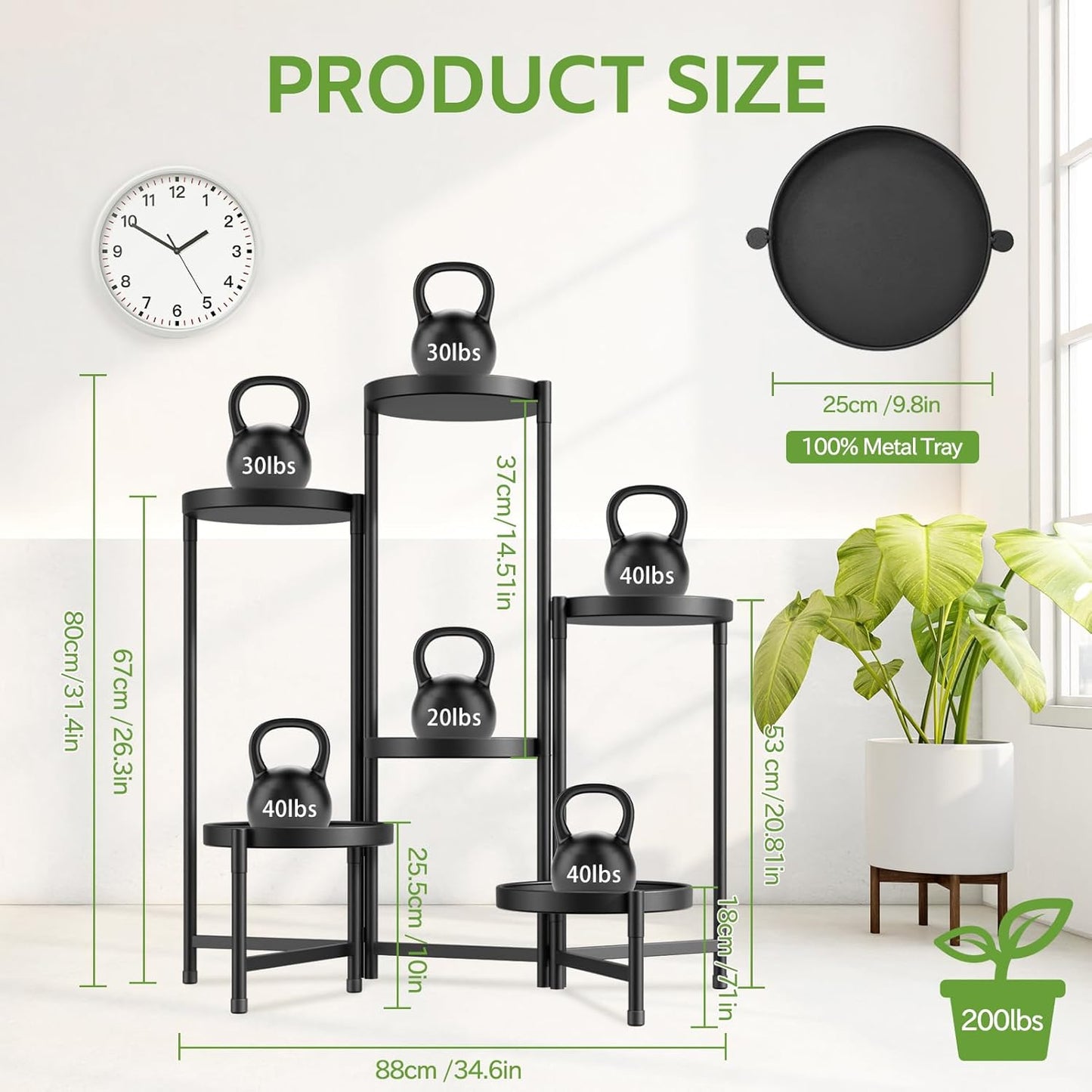 iDavosic.ly 6 Tier Large Plant Stand Indoor with 10 Inch Wide Tray, Ti