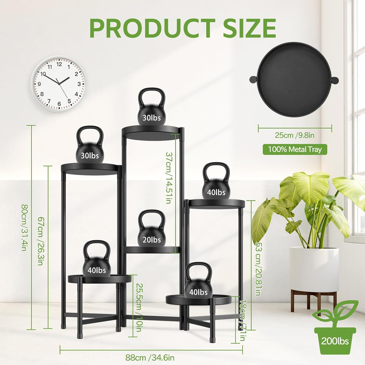 iDavosic.ly 6 Tier Large Plant Stand Indoor with 10 Inch Wide Tray, Ti