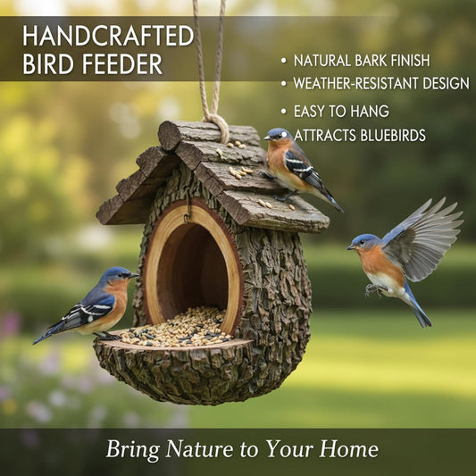 Bird Feeders for Outdoors Hanging Birdfeeder Treehouse Shape Hanging Bird Feeder with Hole Waterproof Resin Feeders for Outdoors Garden Patio 3.9x5.1x4.7 inch