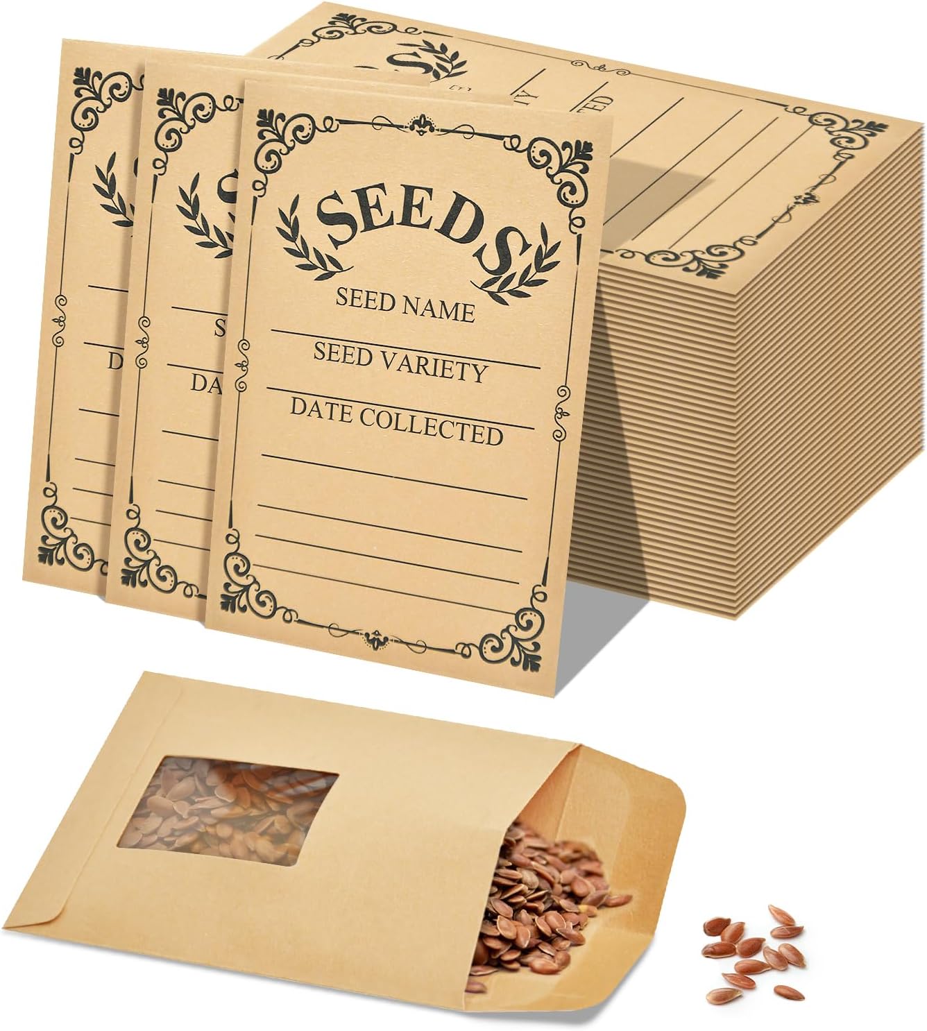 50-Pack Seed Packets Envelopes with Clear Window, 4.72 x 3.15 Inch Sma