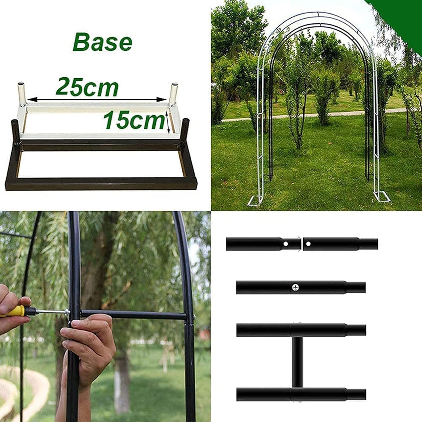 Garden Arch Pergola for Climbing Plants, Outdoor Wedding Decor, Bridal Party Decoration, Trellis Support for Roses, Backyard, Lawn, Patio, Courtyard - Elegant Arbour Des