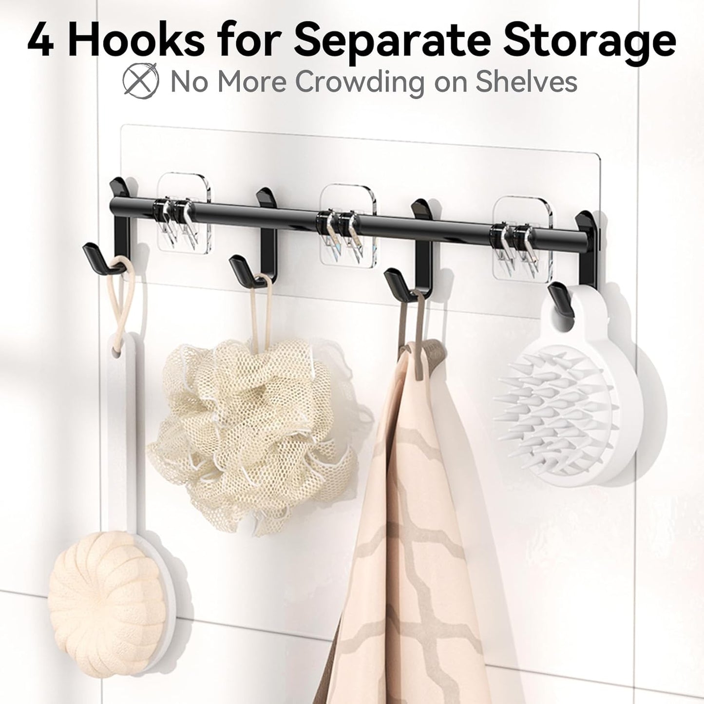 YASONIC Shower Caddy Adhesive, 100% Rustproof Shower Organizer with Soap Holder, 6 Pack Large Capacity shower Shelves for Inside Shower, No Drilling Bathroom Organizers and Storage for Home Decor