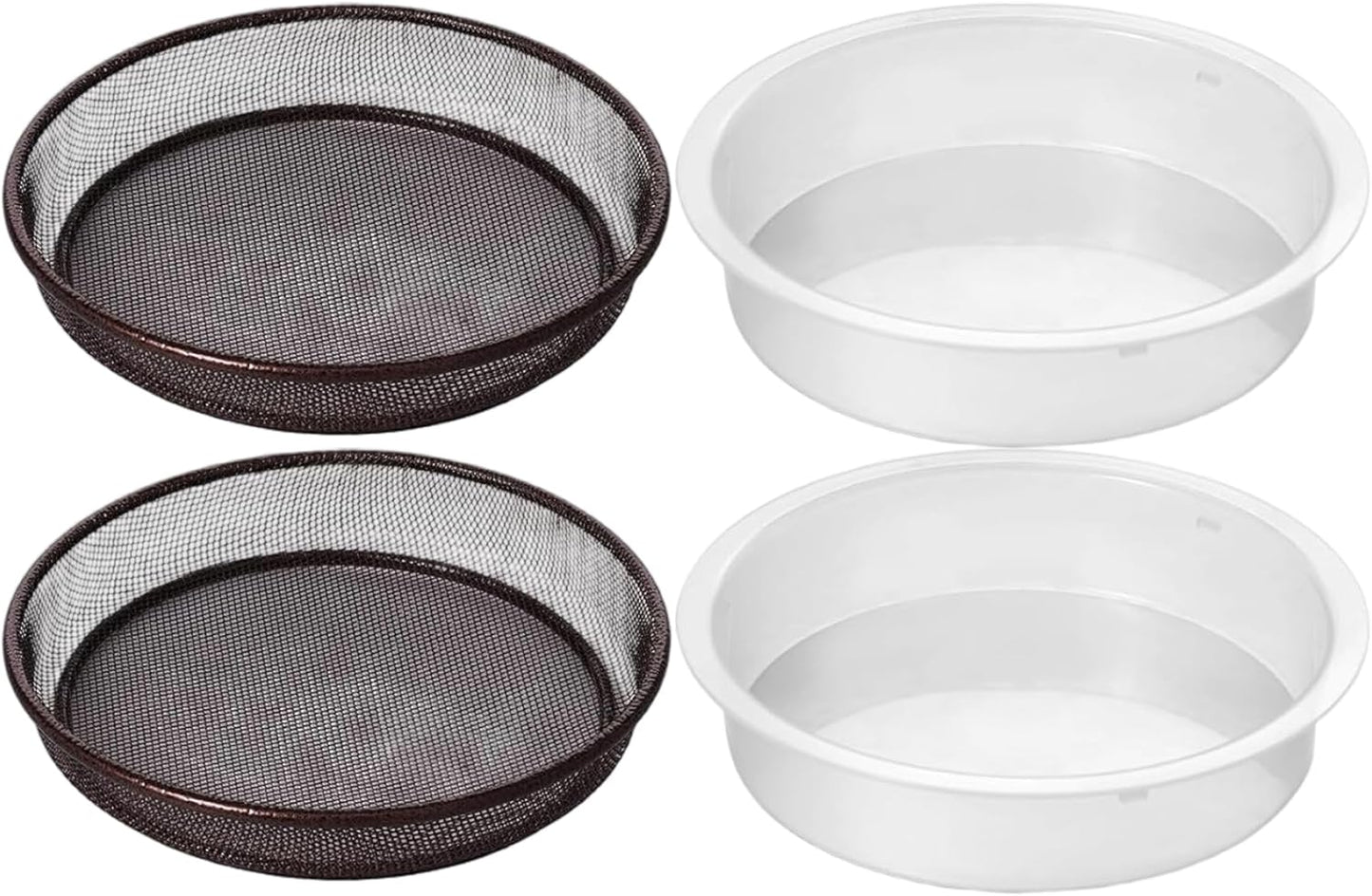 4PCS Bird Feeder Tray, Hanging Birdfeeder & Birdbath 2 Mesh Trays & 2 Water Bowls for Garden, Outdoor Wild Bird Feeding Station Feeder Tray