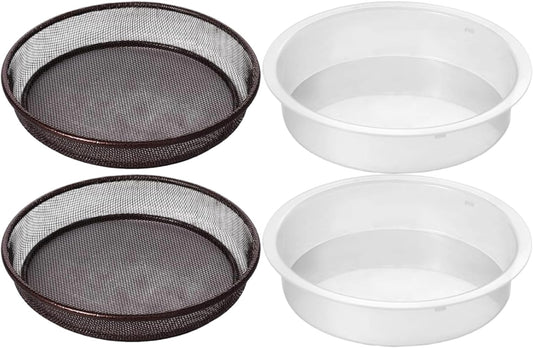4PCS Bird Feeder Tray, Hanging Birdfeeder & Birdbath 2 Mesh Trays & 2 Water Bowls for Garden, Outdoor Wild Bird Feeding Station Feeder Tray