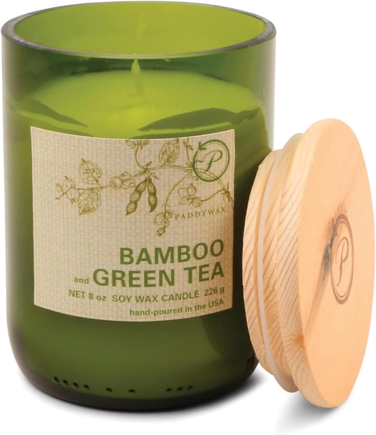 Paddywax Eco Collection Soy Wax Blend Candle in Glass Jar, Bamboo & Gr