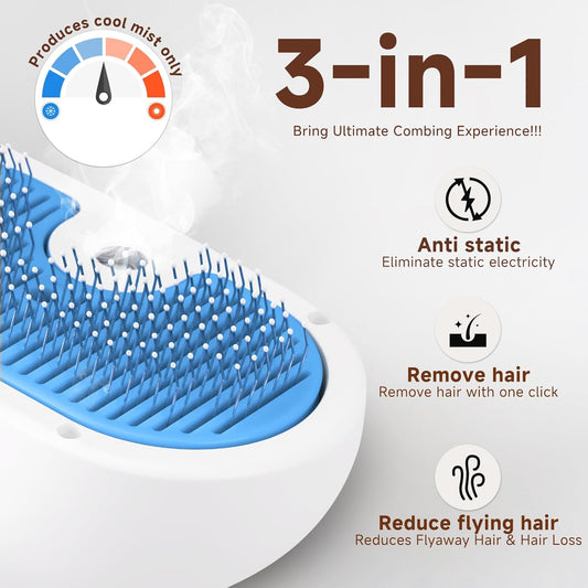 Pet Steam Brush for Dog & Cat - 3-in-1 Steam Grooming Brush for Sheddi