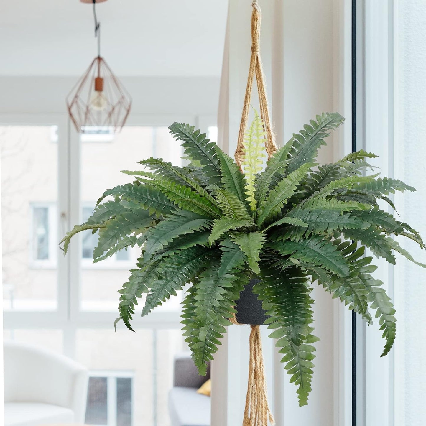 Dremisland Artificial Boston Fern Bush Set of 2 Large Artificial Ferns for Outdoors 30" Fake Ferns Hanging Faux Fern Artificial Bush Plants for Outdoors Planter Indoor Home Garden Porch Decor