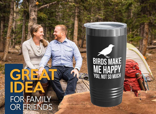Birding Black Edition Viking Tumbler 20oz - Birds make me happy - Bird