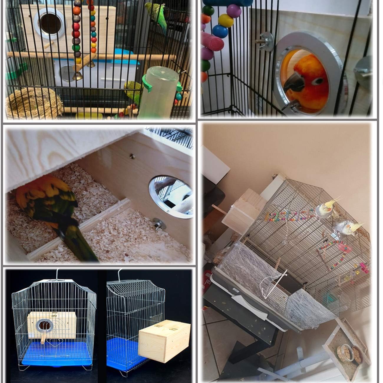 Hamiledyi 2PCS Parakeet Nesting Box Bird House Bird Nest Wood Breeding Box Parrot Mating Box for Parrot Lovebirds Cockatiel Conure Cockatoo Budgie Finch Canary（Style A）