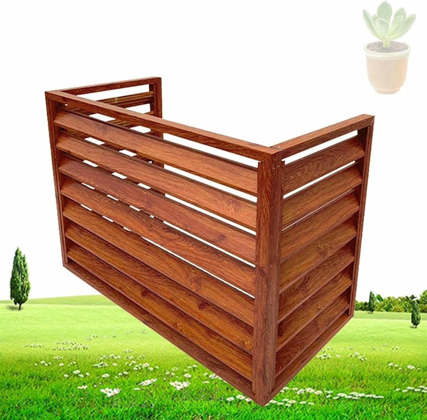 Aluminum Air Conditioner Cover Heat Pump Cover Flower Stand Privacy Screen Outdoor AC Unit Shelf Champagne,Brown Air Conditioner Radiator Cover Balcony Louvered Storage Rack(Color:Champagne,Size:100