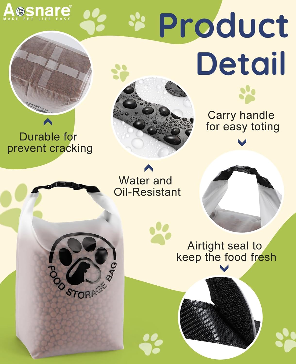 Pet Food Storage Bag for Travel - Transparent Leak-Proof Dog Food Cont