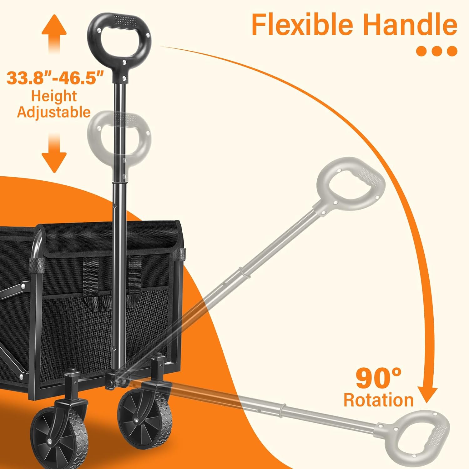 Wagons Carts Foldable, Collapsible Wagon, Folding Wagon Cart with Whee