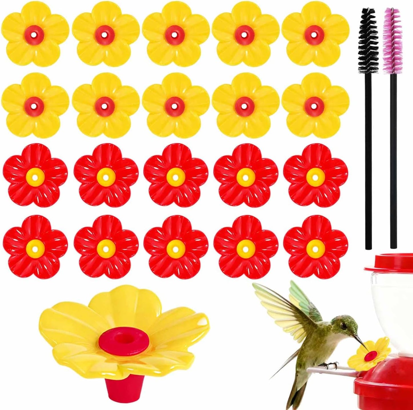 20 Pieces Hummingbird Feeder Replacement Flowers Plastic Hummingbird F