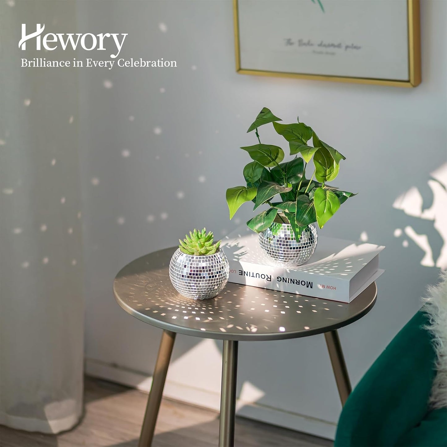 Disco Ball Vases for Table Centerpieces - Hewory 6pcs Silver Mirror Glass Planters Flower Pot Containers, Bulk Disco Balls Bowl Candle Holders for Wedding Bridal Shower Birthday Events Party Decor