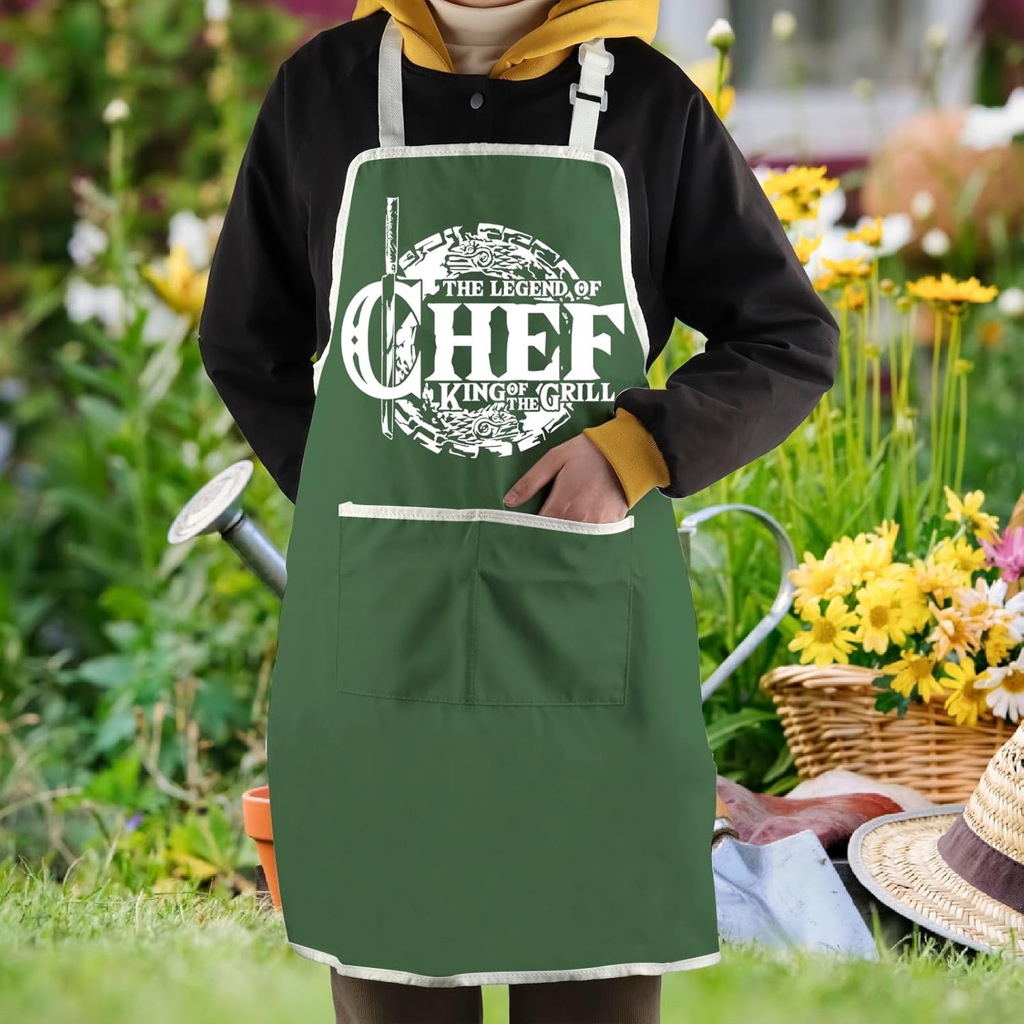 WCGXKO Grilling Gift Grill Kitchen Apron BBQ Chef Apron BBQ Kitchen Game Gift