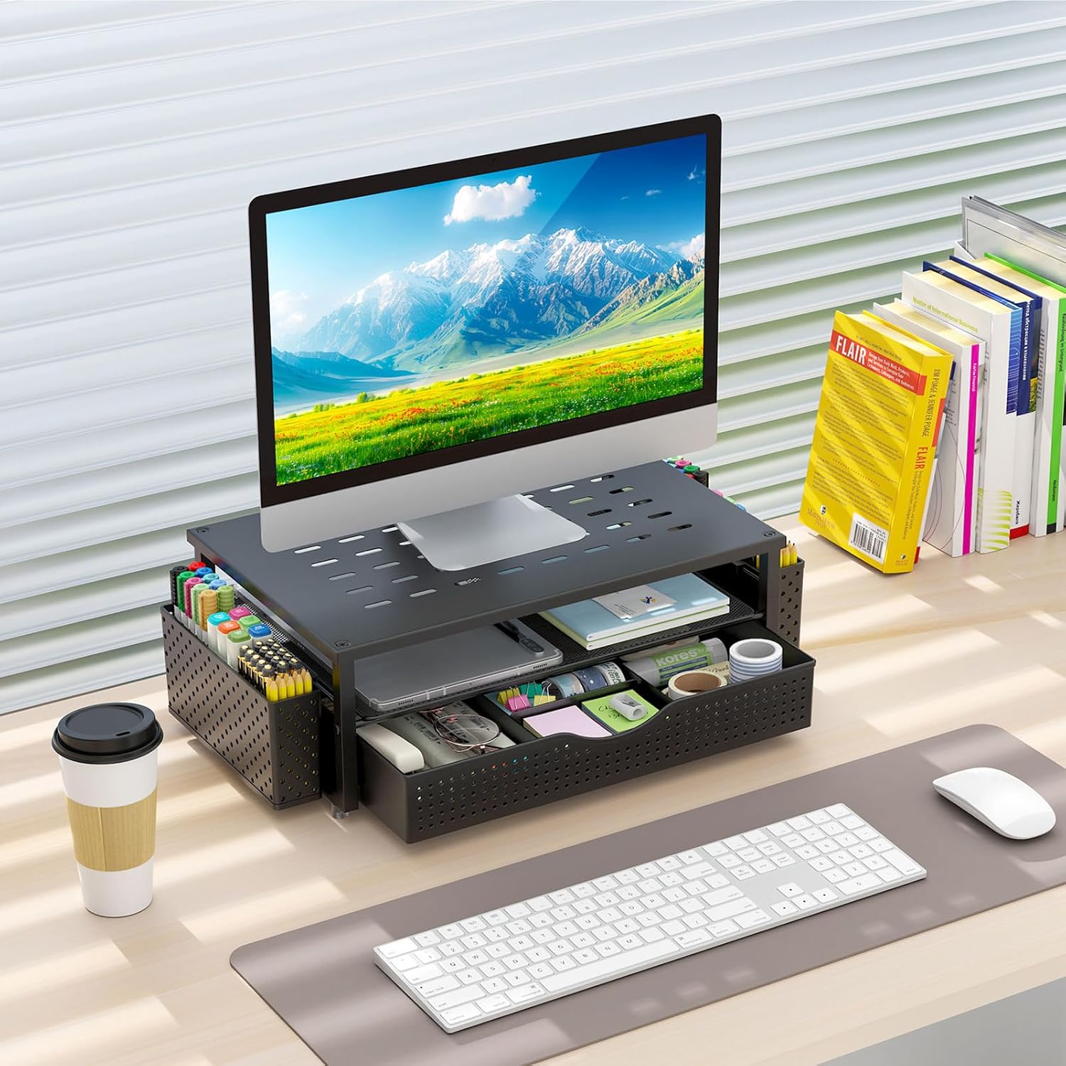 gianotter Desk Organizers and Accessories, Monitor Stand with Drawer a