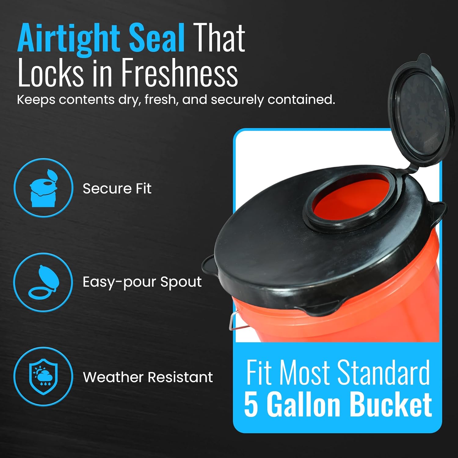 Skywin 5 Gallon Bucket Lid, Seal Lid, Wood Pellet Storage Containers, 