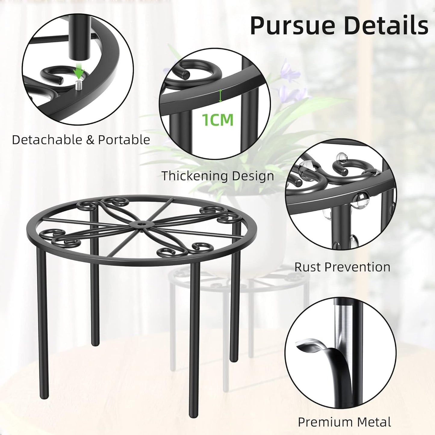 Plant Stand 1 PCS-10.2 IN Flower Pot Stand Plant Rack for Indoor and O