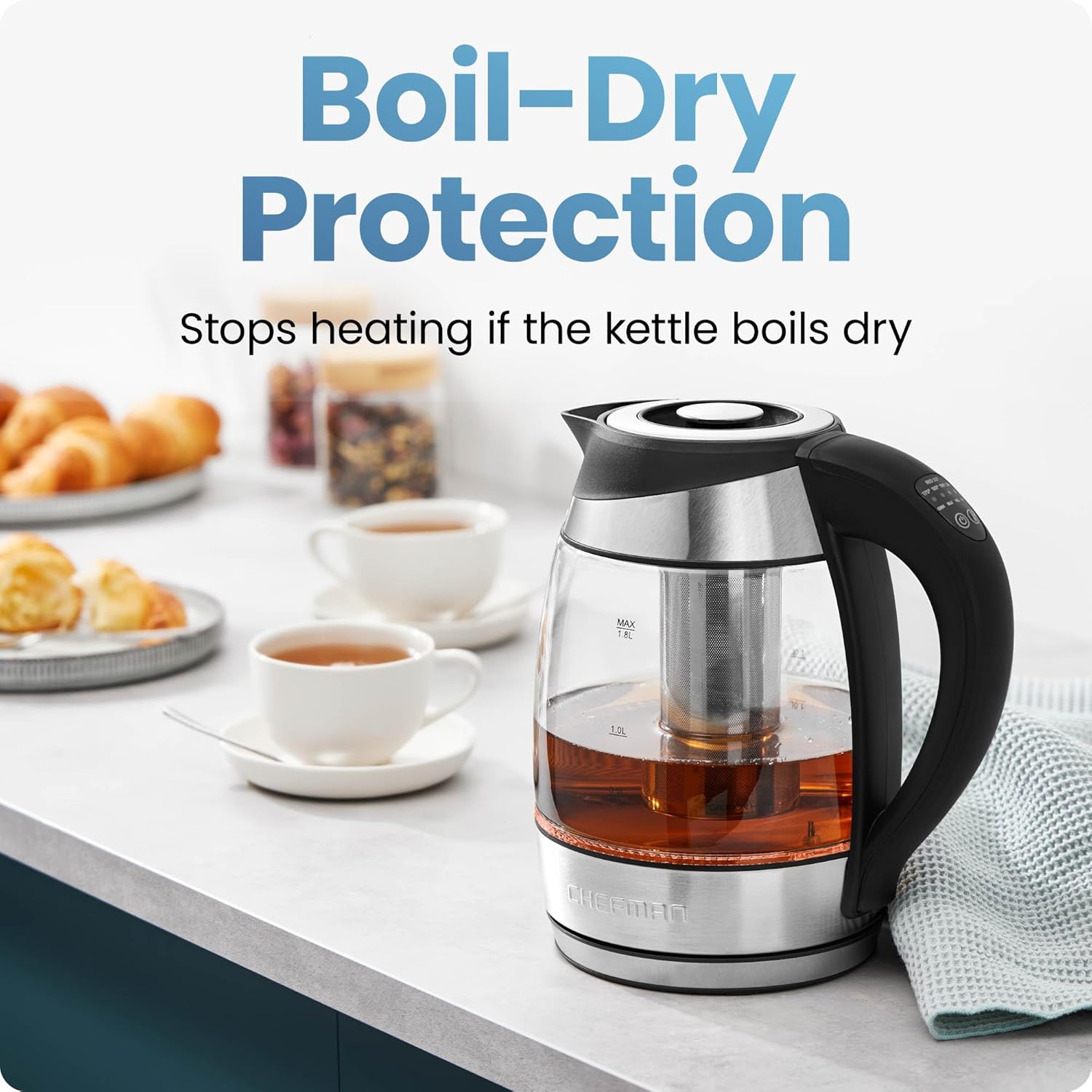 Chefman Electric Kettle with Temperature Control, 5 Presets LED Indica