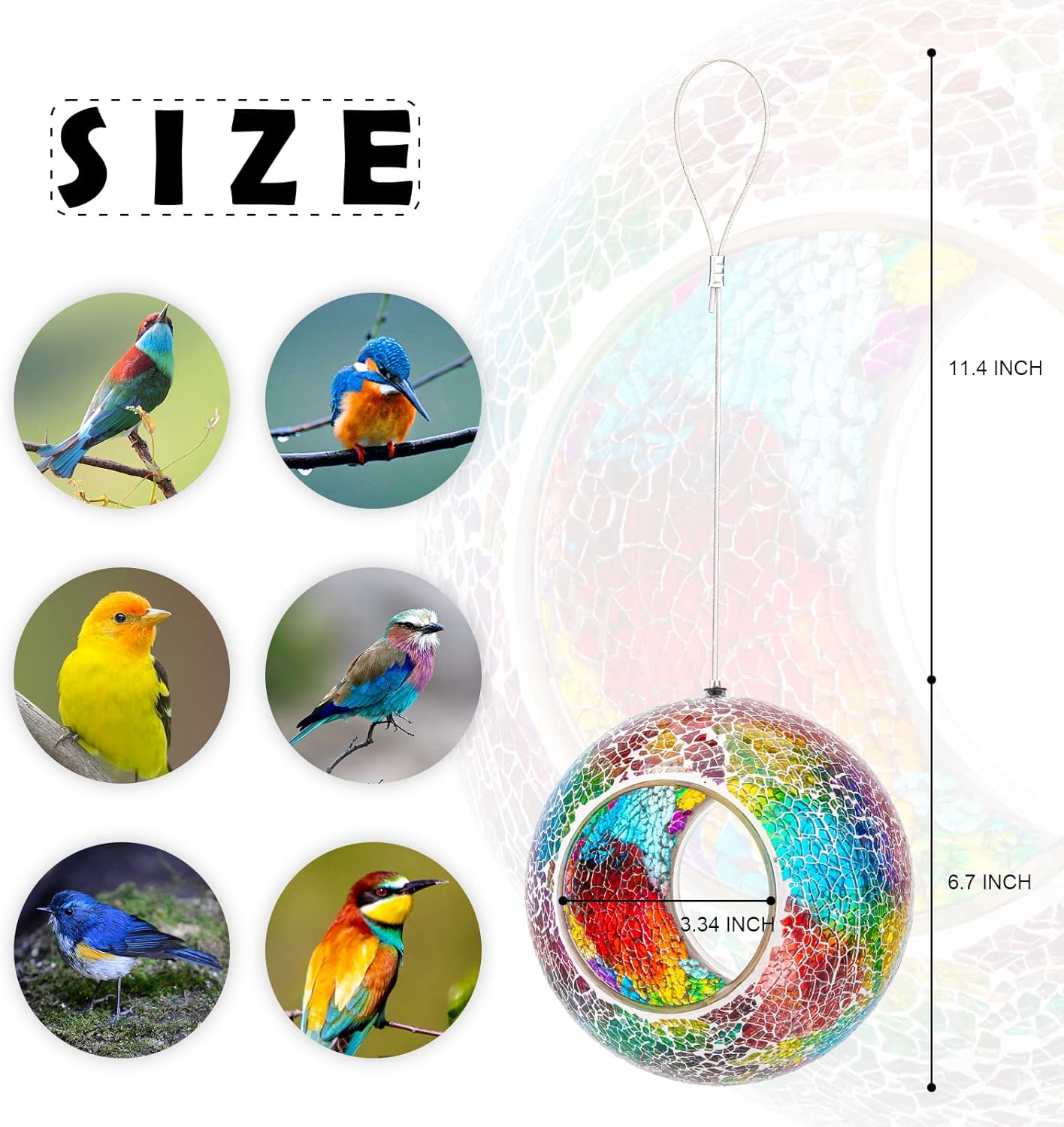 VCUTEKA Bird Feeder Mosaic Fly Through Bird Feeders for Outside Hangin