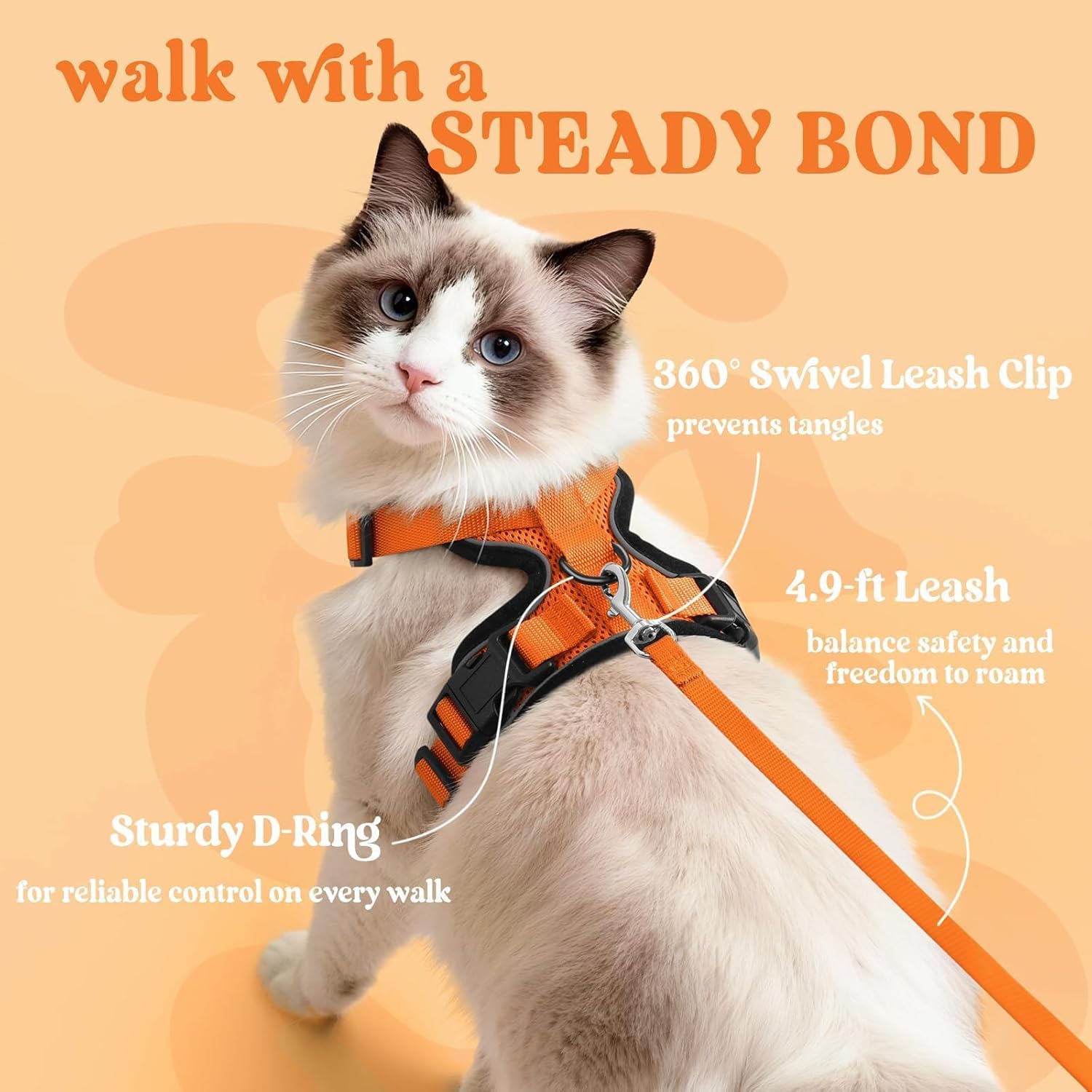 rabbitgoo Cat Harness and Leash for Walking, Escape Proof Soft Adjusta