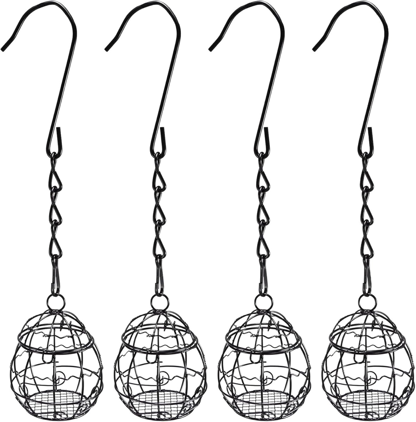 4Pcs Fat Ball Feeder, Metal Bird Feeders Hanging with S-Shaped Hooks f