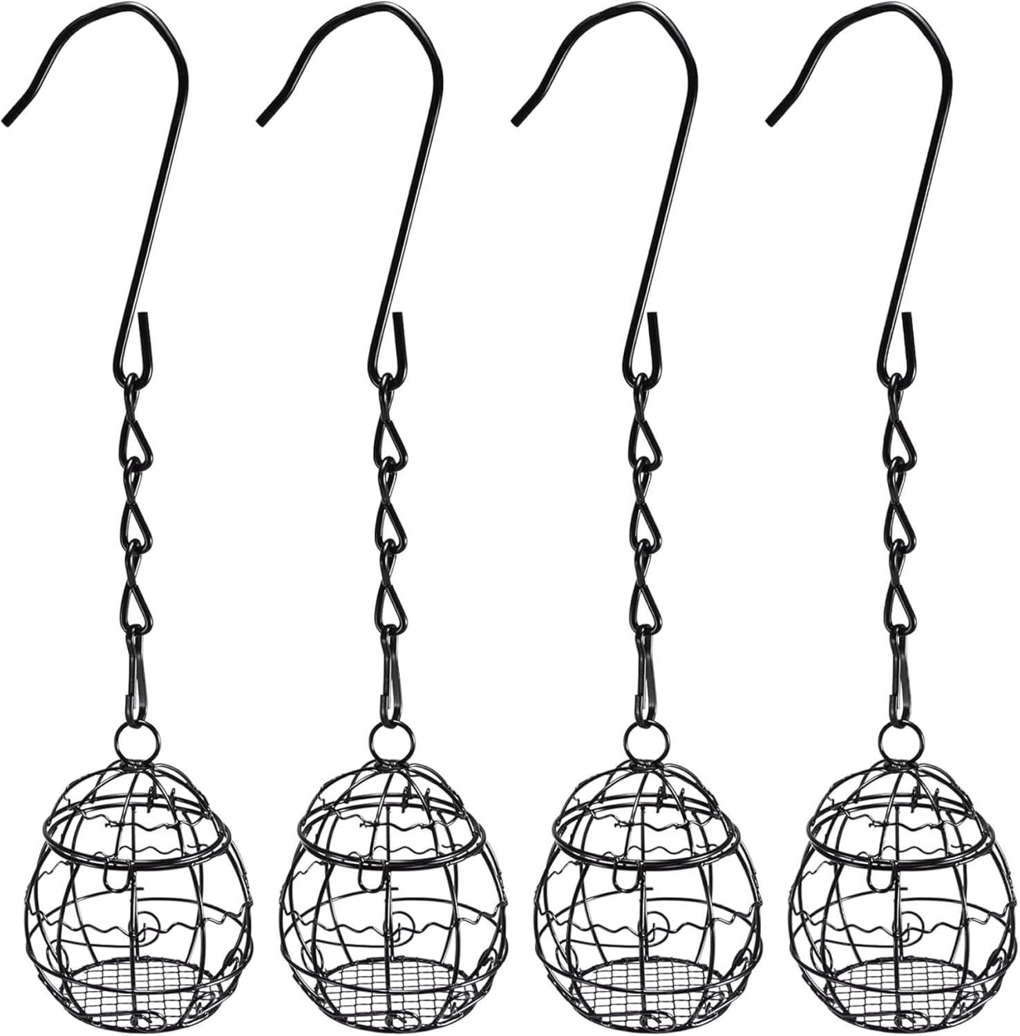 4Pcs Fat Ball Feeder, Metal Bird Feeders Hanging with S-Shaped Hooks f