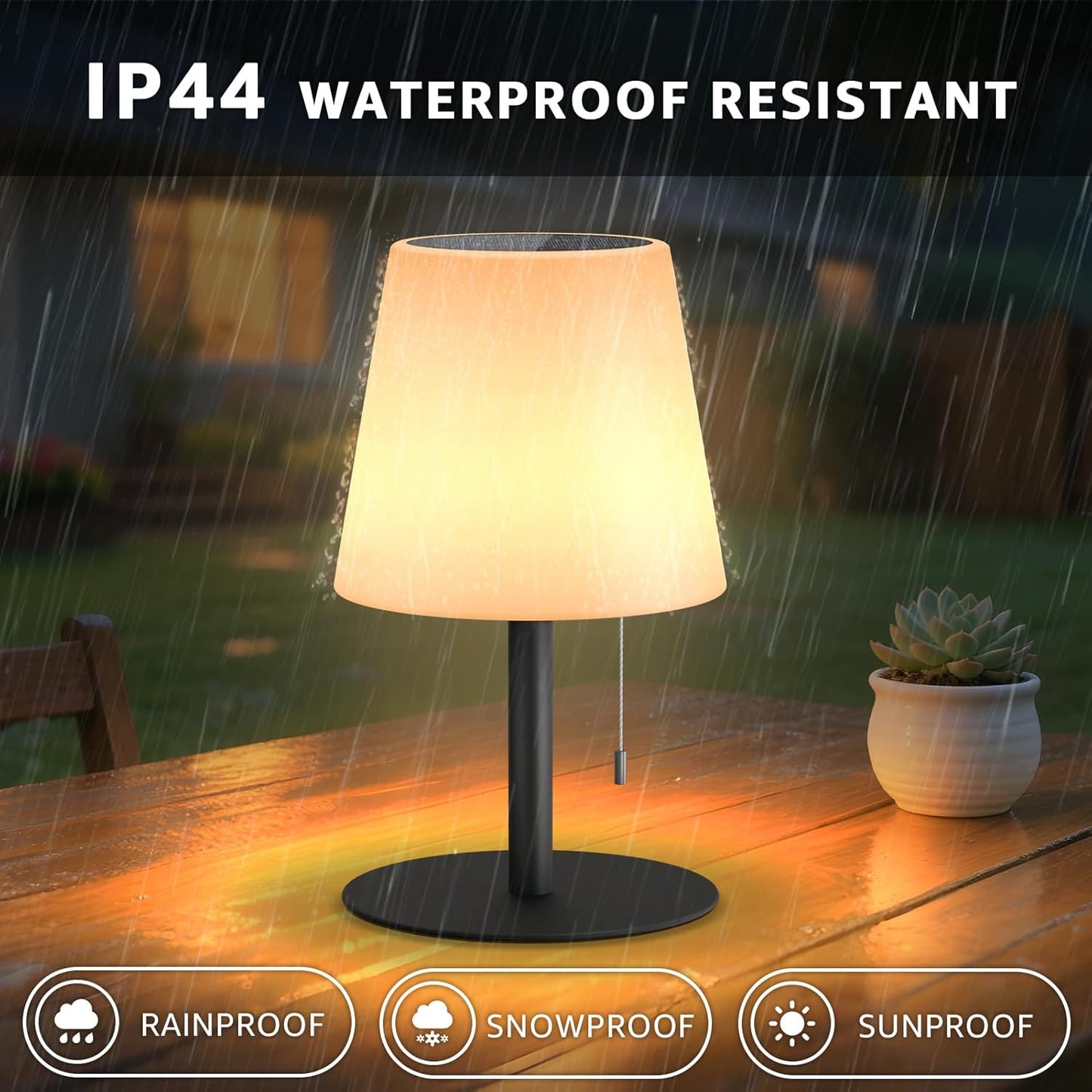 uuffoo Solar Table Lamp Cordless Rechargeable Outdoor Solar Table Lamps Warm White RGB Colors Water-Resistant for Yard, Patio, Terrace Table Light for Home Use (Pebbled Black)