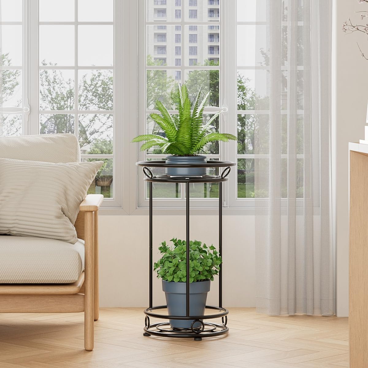 Plant Stand Indoor Outdoor - Metal Planter Holder Shelf Tall Tiered Fl