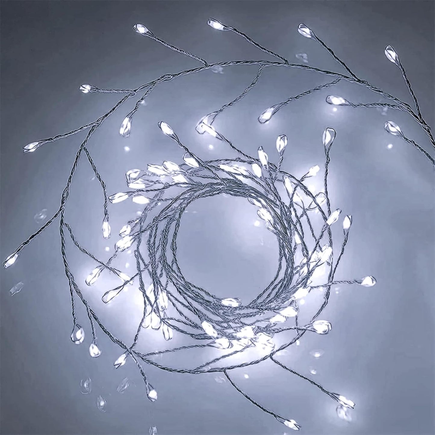 Solar Fairy Lights - 9.84Ft 100 LED Waterproof Solar Firecracker Lights with 8 Modes, Outdoor Christmas String Lights for Garden (White)