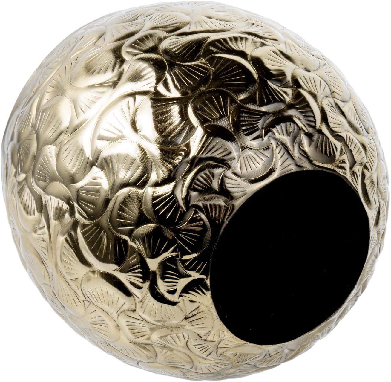 MyGift 5.5 inch Vintage Style Brass Tone Metal Embossed Ginkgo Leaf De