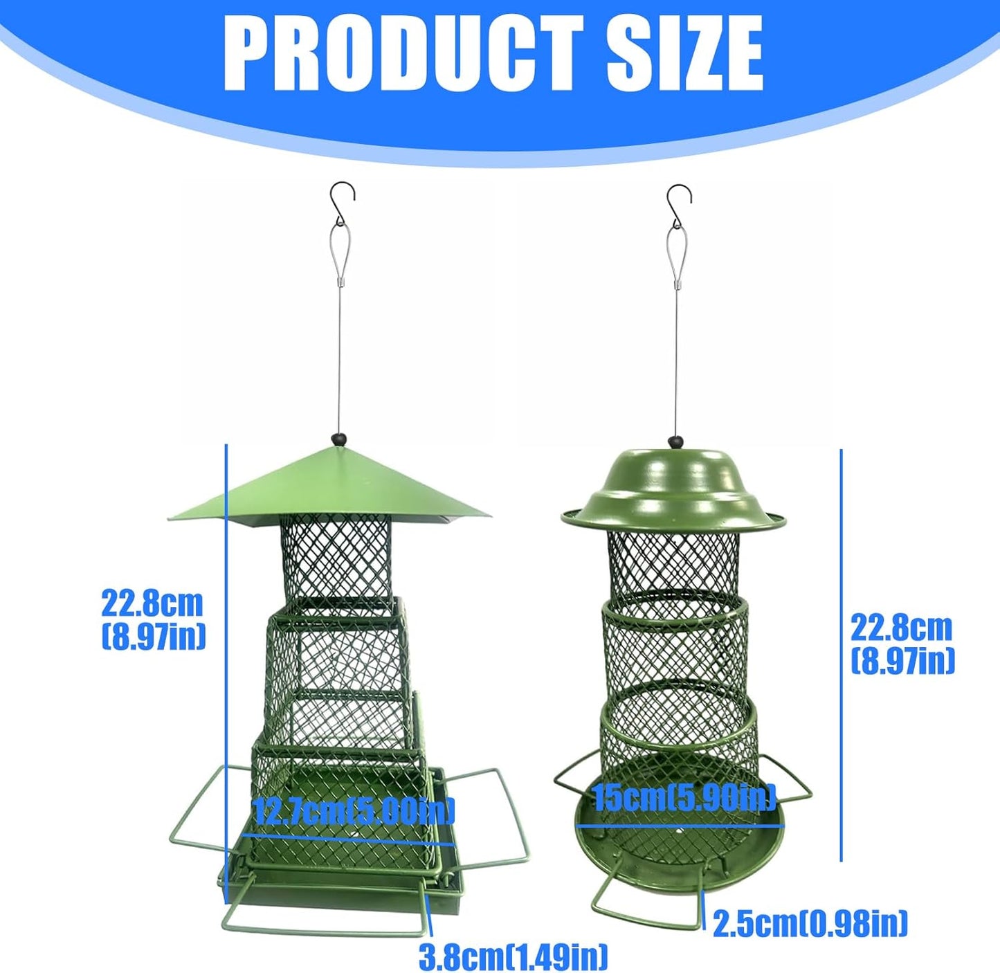 Anti Squirrels Metal Wild Bird Feeder Feeding Stations Wide Roof Protections Dry Large Preservation for Garden Birds Anti Squirrels Weatherproof Metal Bird Feeder