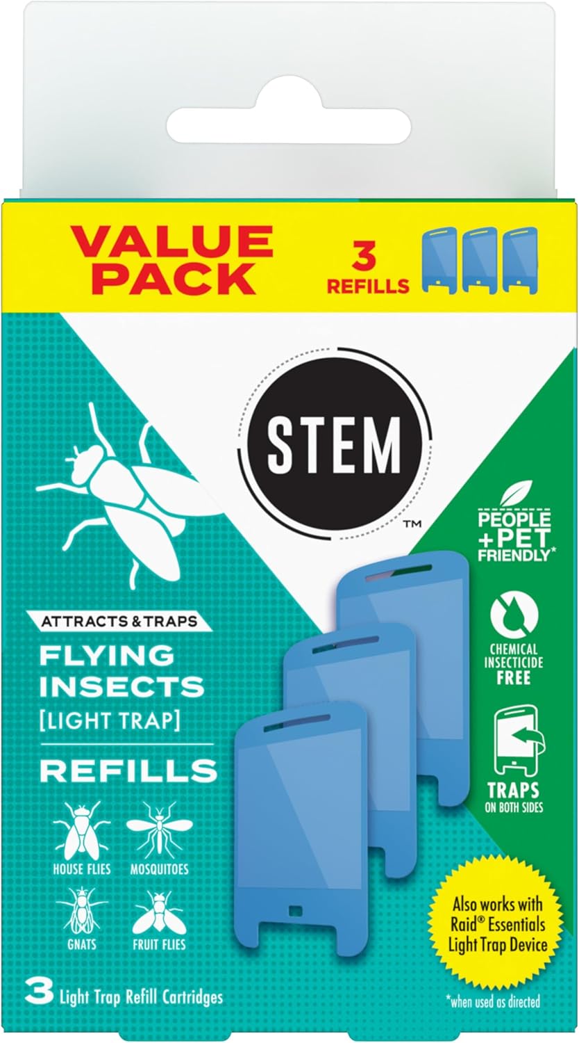 STEM Insect Light Trap Refill Cartridges, Indoor Fruit Fly Trap, Insec