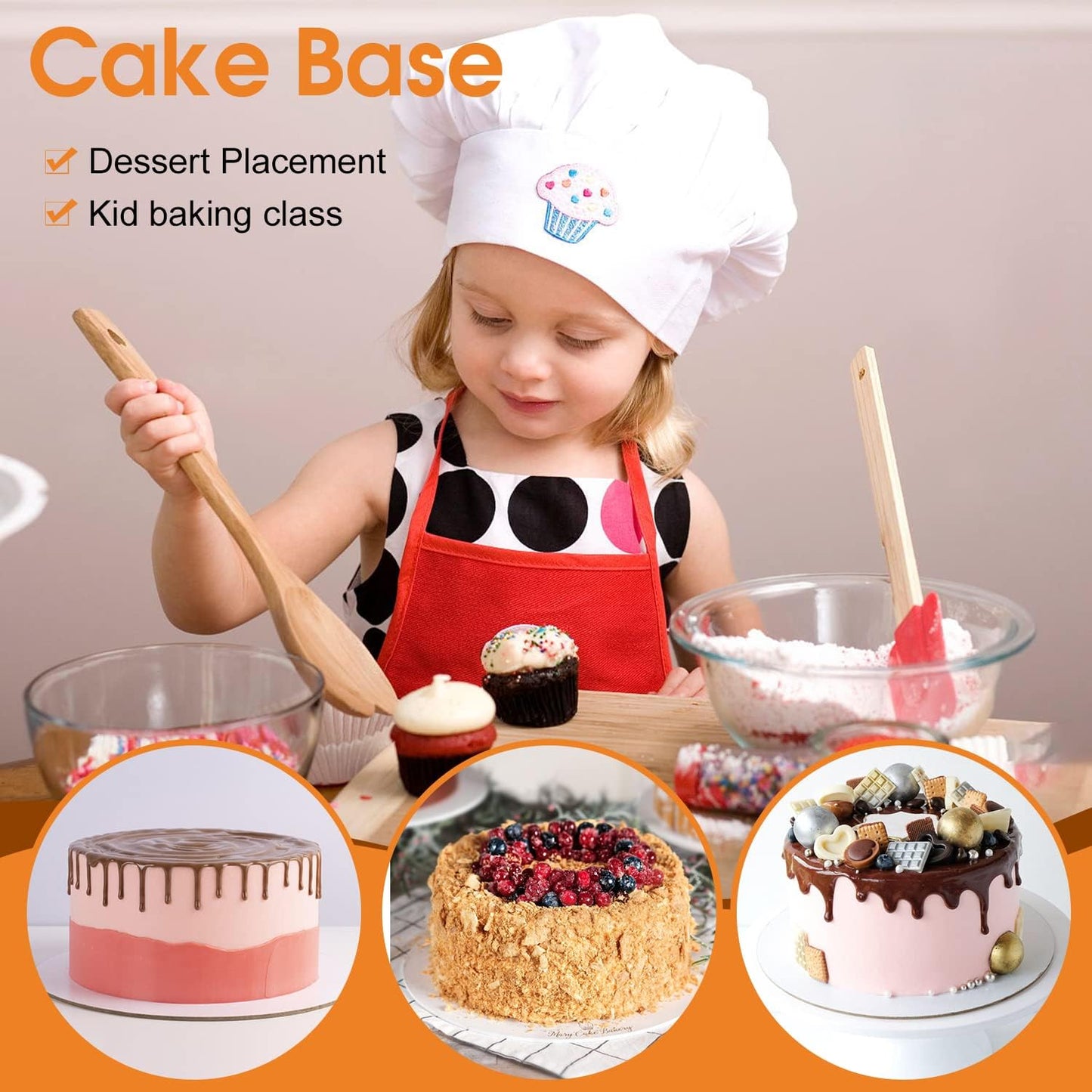 25-Packs Cake Boards 10 inch Round, White Cake Board Rounds, White Cake Circles Rounds Base Food-Grade Cardboard Cake Plate for displaying Cakes, Bread, Desserts（Thin and Sturdy）