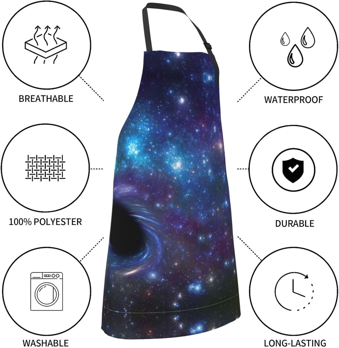 Galaxy print Waterproof apron with pocket adjustable cooking apron for adult kitchen bibs to bake