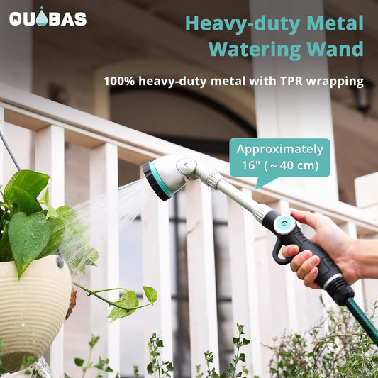 QUOBAS 16 Inch Watering Wand, Heavy Duty Garden Hose Sprayer with 6 Sp