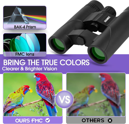 10x25 Binoculars for Kids Mini Pocket Compact Binoculars Waterproof Small Binocular for Bird Watching Travel Stargazing Outdoor Sports Purple