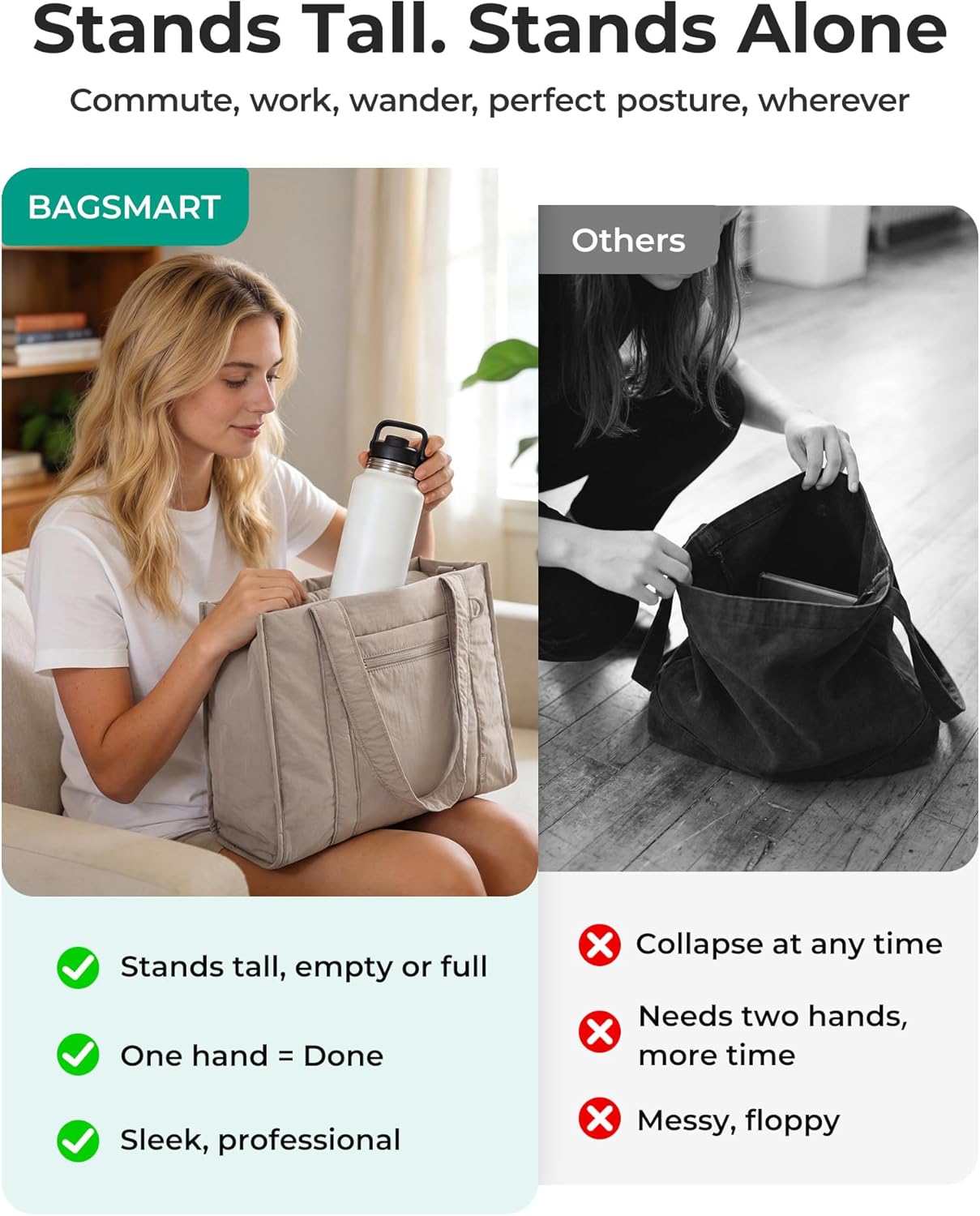BAGSMART Boxy Tote Bag for Women, Crossbody Bag with Zipper, Crush Bow