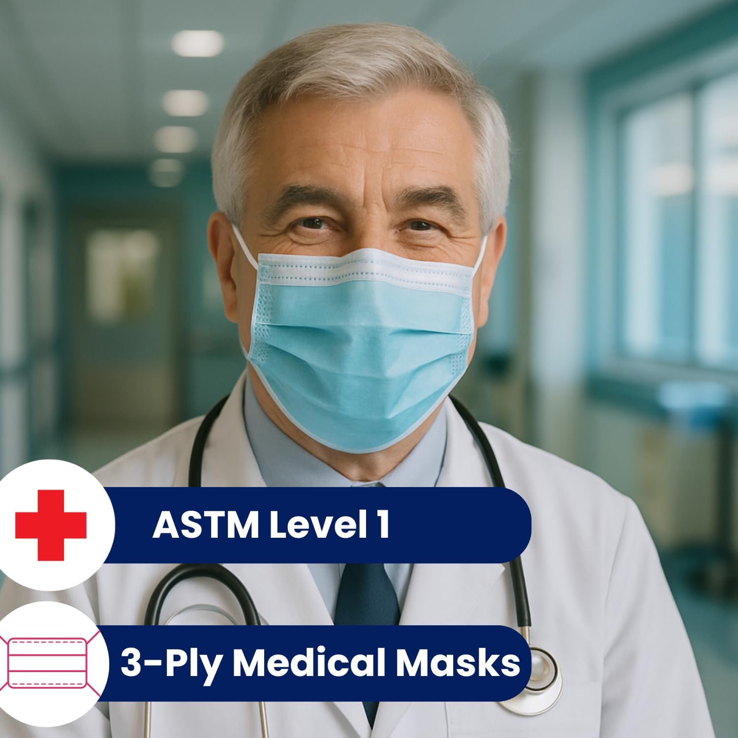 MAGICARE Made in USA Masks - Blue Disposable Face Masks - Medical Grad