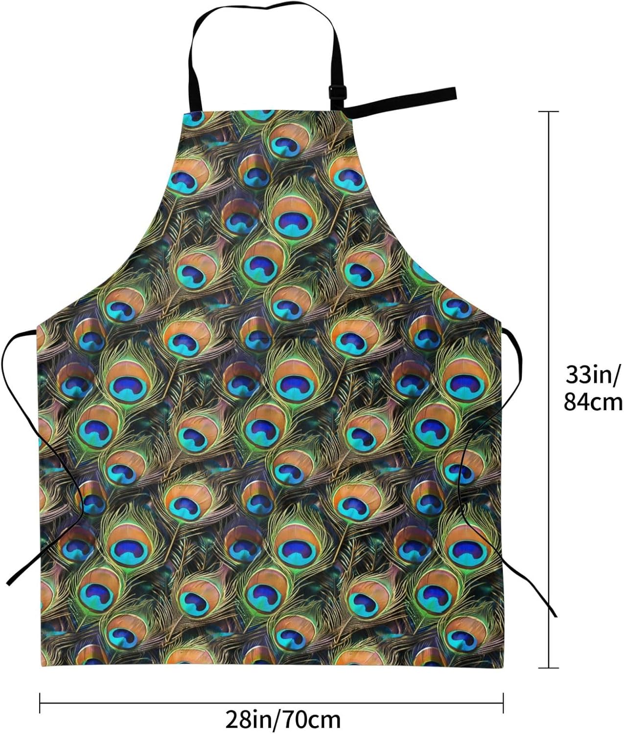 YANYU Peacock feather Print 28x33 In Kitchen Apron Stylish Chef Apron 