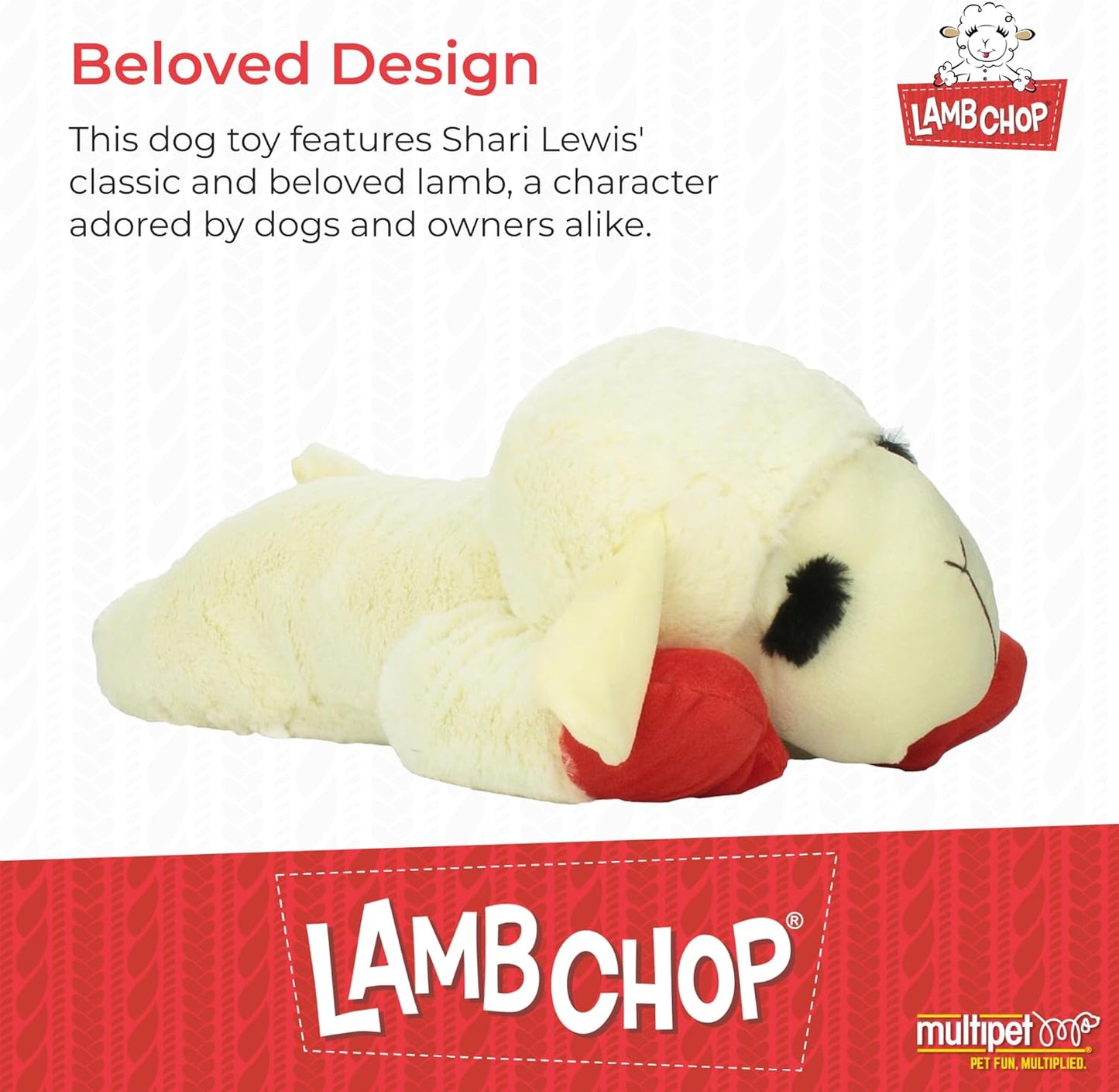 Multipet Lamb Chop Dog Plush Toy - Squeaky Toy for All Dogs - Extra So