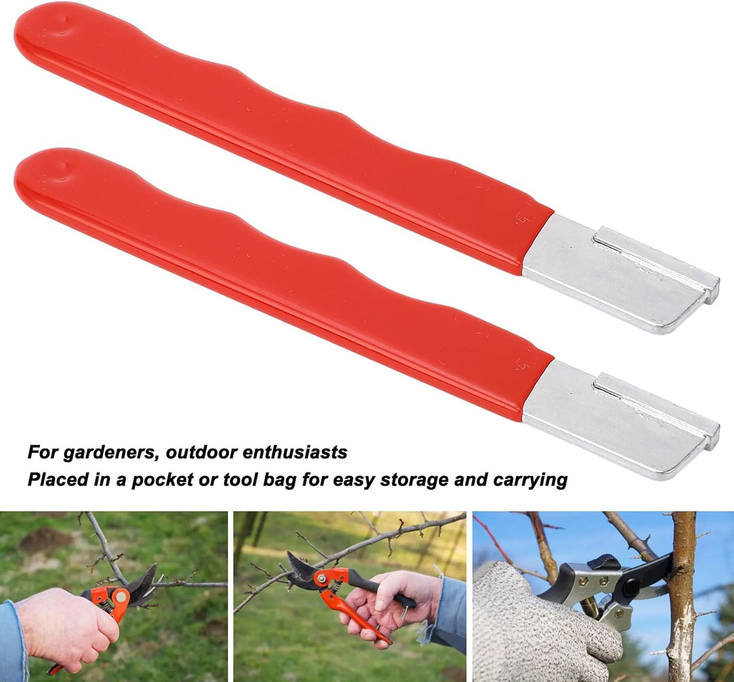 4Pcs Portable Mini Garden Tool Sharpener, Ideal for Gardening Pruner, Hedge Shears & Scissors (Red Glossy)