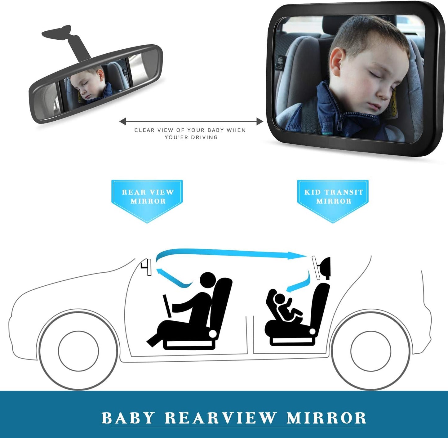 Baby Car Mirror, DARVIQS Car Seat Mirror, Safely Monitor Infant Child 