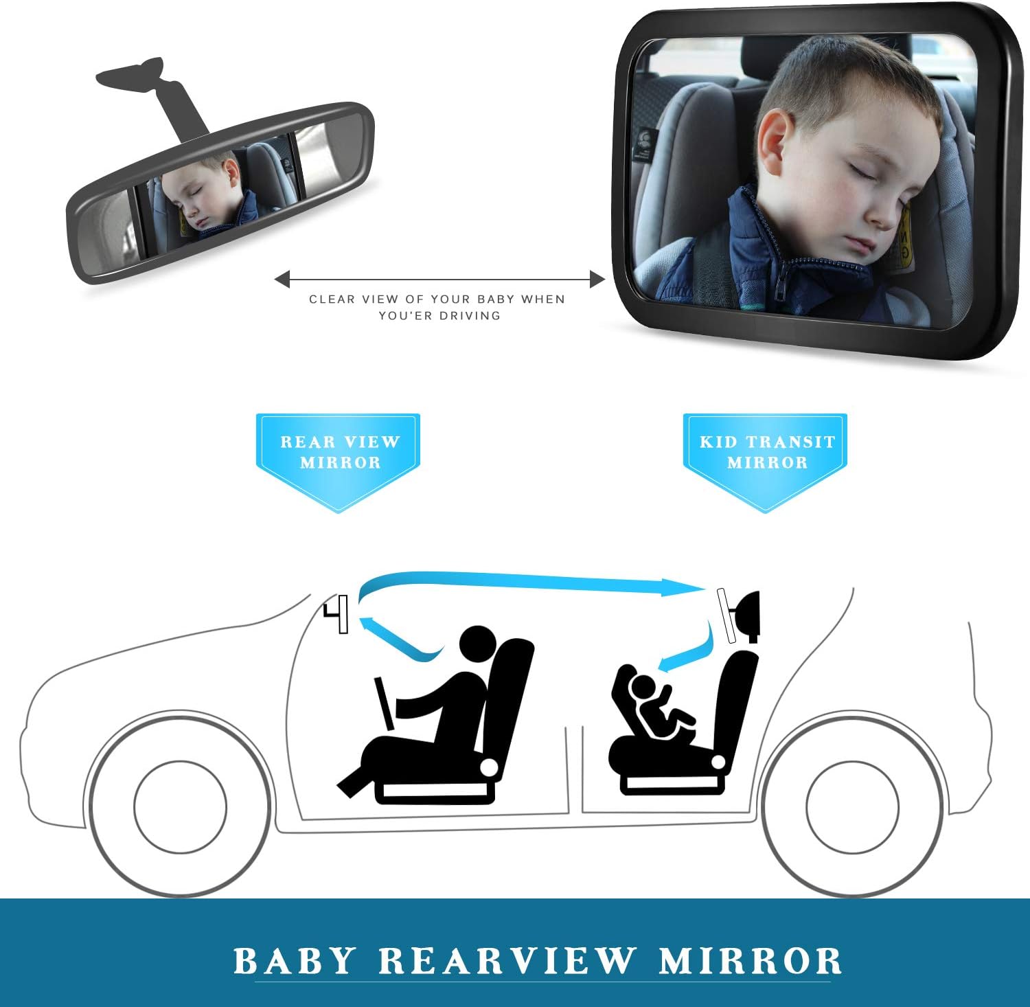Baby Car Mirror, DARVIQS Car Seat Mirror, Safely Monitor Infant Child 