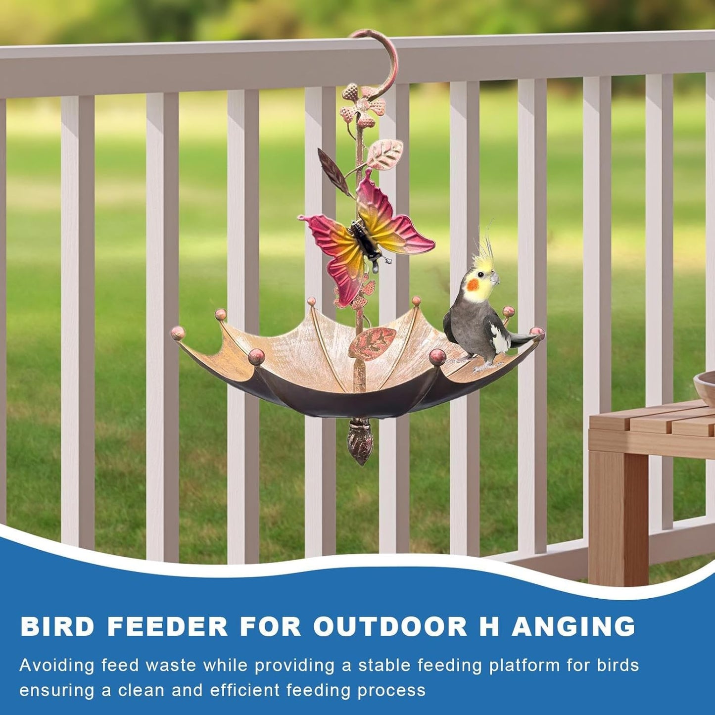 Hummingbird Hanging Feeder Tray, Decorative Outdoor Bird Feedes, Umbrella-Style Feeding Dish, Cute Garden Accessory with Spill-Proof Design, Bird Feeder with Modern Style, Ideal for Backyard Deck