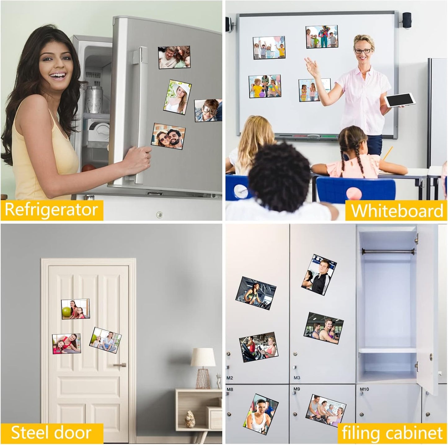 YixangDD 15 Pack Magnetic Picture Frame, 4 x 6 Inches Fridge Magnetic Photo Frames, Magnetic Photo Frames for Refrigerator, Home, School, Office (Black)