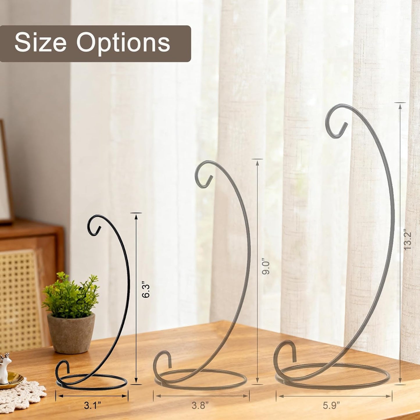 6 inch Ornaments Decorative Hanging Hooks, 3 Packs Decoration Holders, Iron Ornament Display Stands for Festival Displaying Ornaments, Witch Balls, Stain Glass Pieces, Table Centerpiece